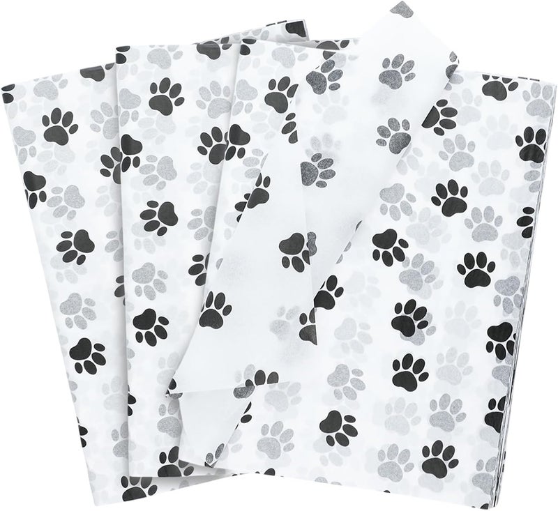Ethanberg 120 Sheets Gift Wrapping Tissue Paper Bulk, Black Dog Paw Print Tissue Paper for Gift Bags, Decorative Art Papers for DIY Crafts Wedding Birthday Baby Showers Holiday Party Decor, 20x14 Inches - Image 1